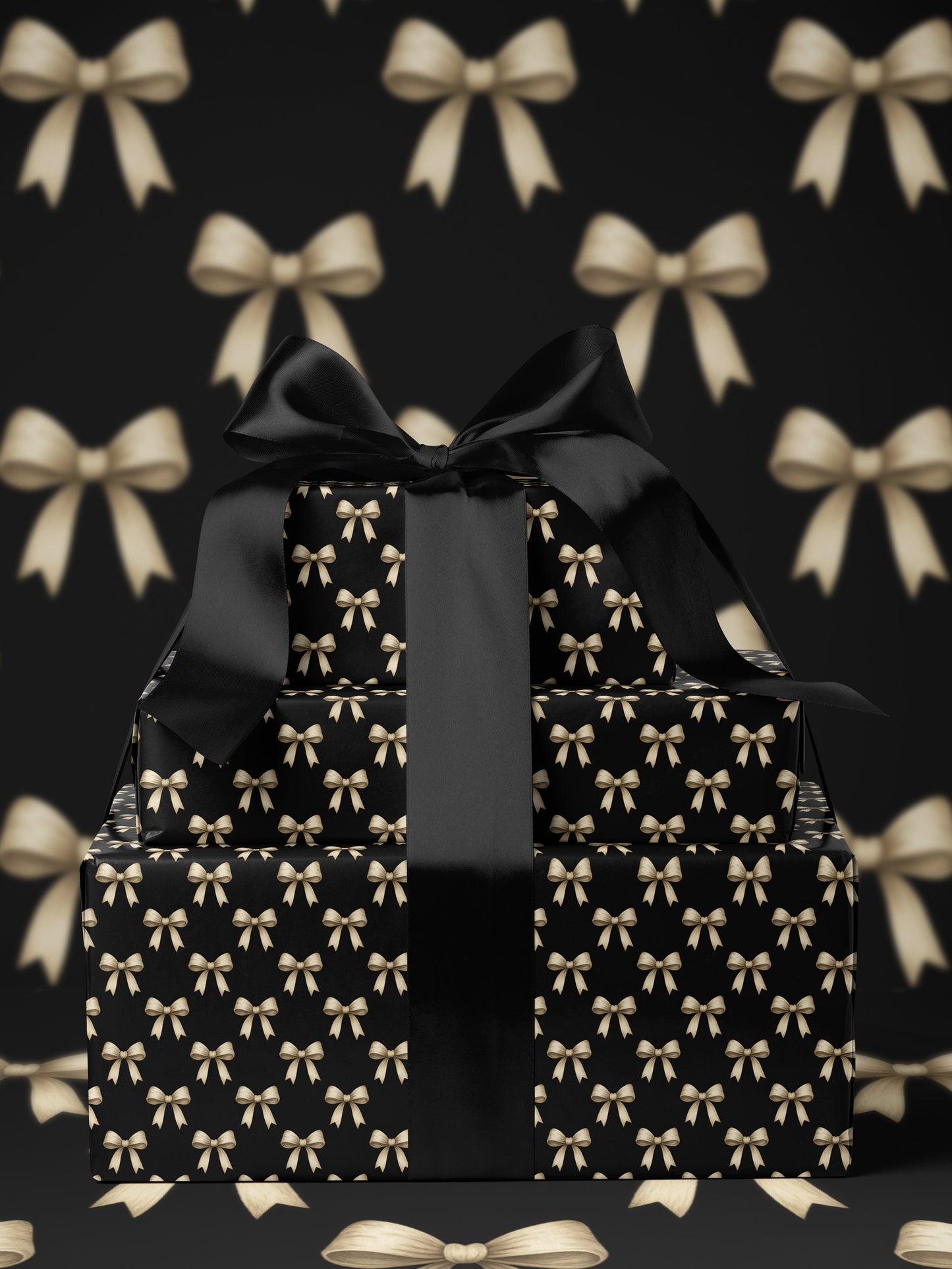 Elegant Bows - Black Wrapping Paper - House of Parlington
