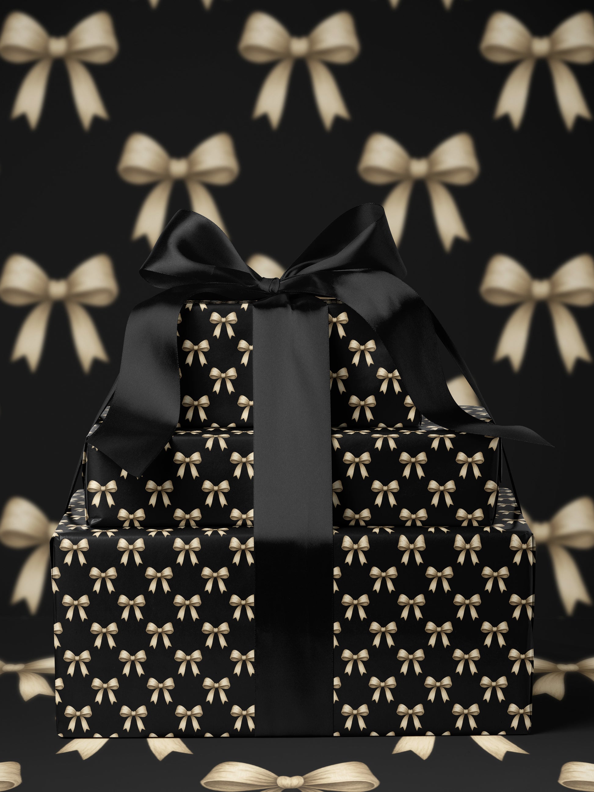 Elegant Bows - Black Wrapping Paper - House of Parlington