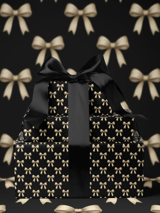 Elegant Bows - Black Wrapping Paper - House of Parlington