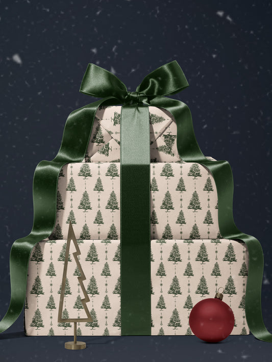 Snowy Christmas Tree Wrapping Paper - House of Parlington