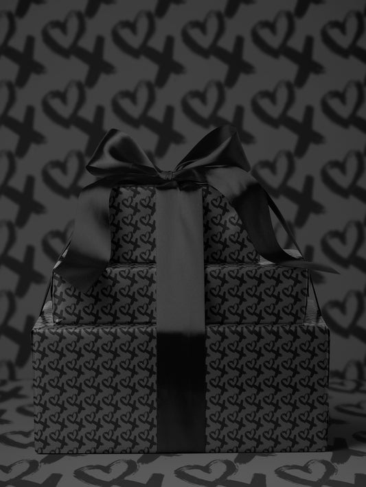 Black Heart XOXO Wrapping Paper - House of Parlington