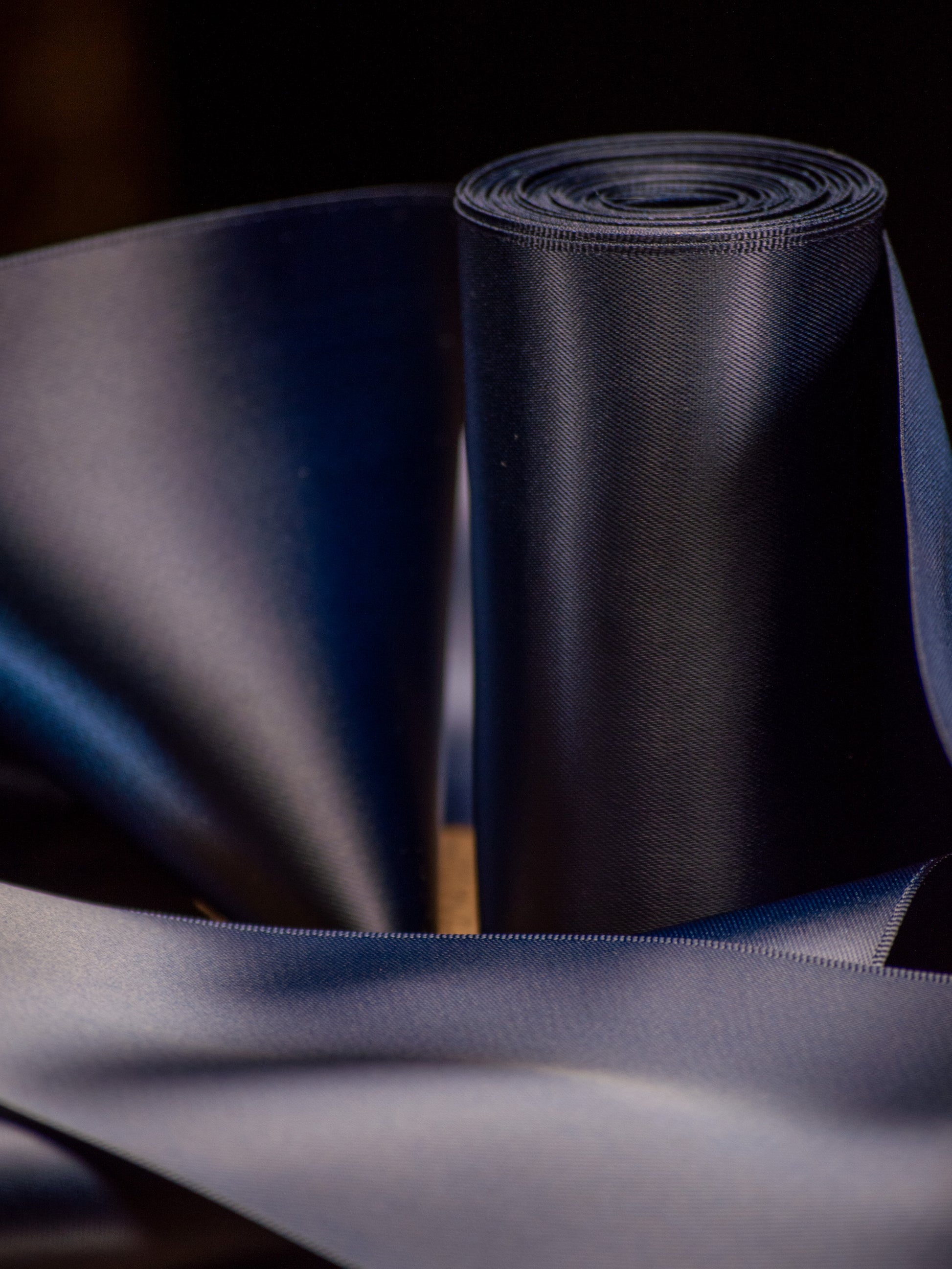 Navy Double Faced Satin Ribbon - 4" | House of Parlington