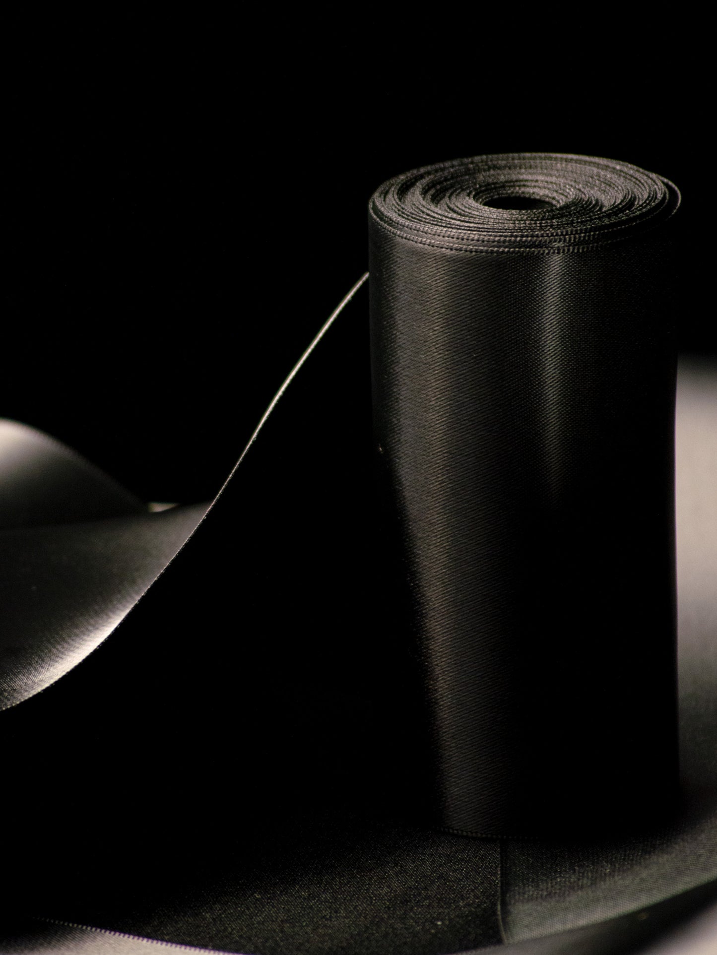 Black Double Faced Satin Ribbon - 4" | House of Parlington