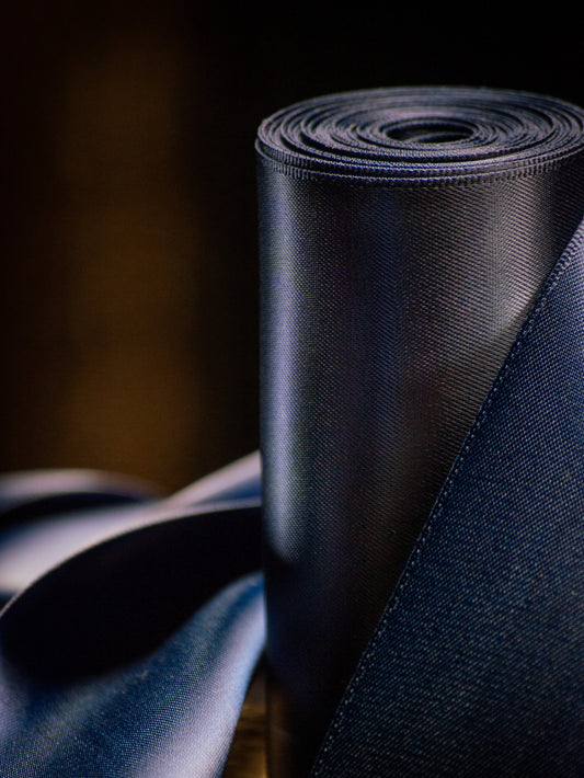 Navy Double Faced Satin Ribbon - 4" | House of Parlington