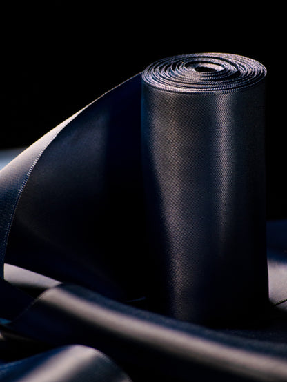 Navy Double Faced Satin Ribbon - 4" | House of Parlington