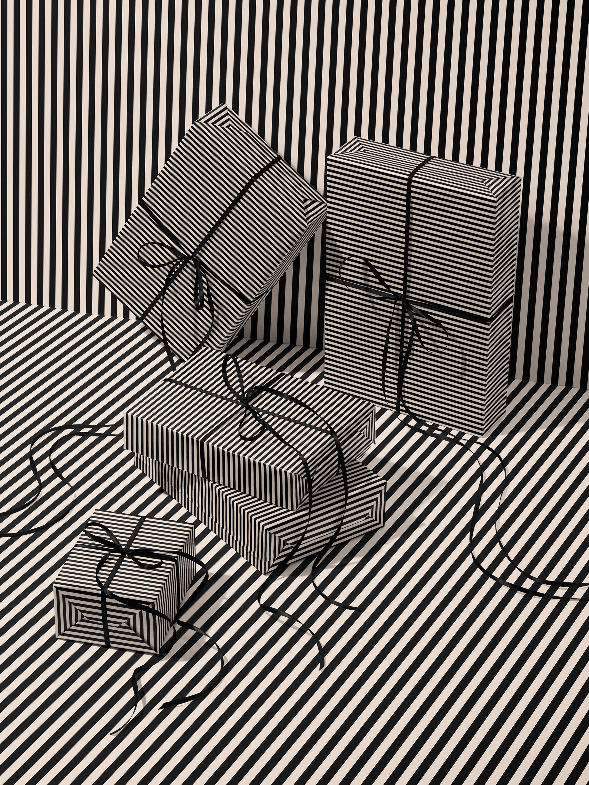 Black & White Stripes Wrapping Paper - House of Parlington