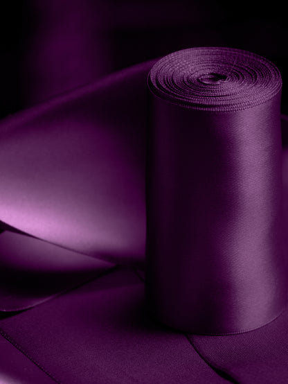 Plum Satin Ribbon - 4 Inch Double Faced