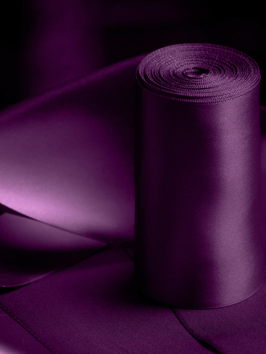 Plum Satin Ribbon - 4 Inch Double Faced