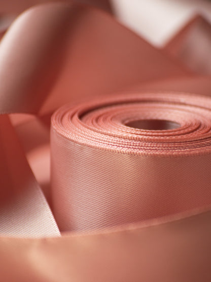 rose gold satin ribbon 1.5 inch double faced, luxury ribbon for gift wrapping and wedding bows