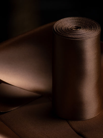 Brown Double Faced Satin Ribbon - 4" | House of Parlington