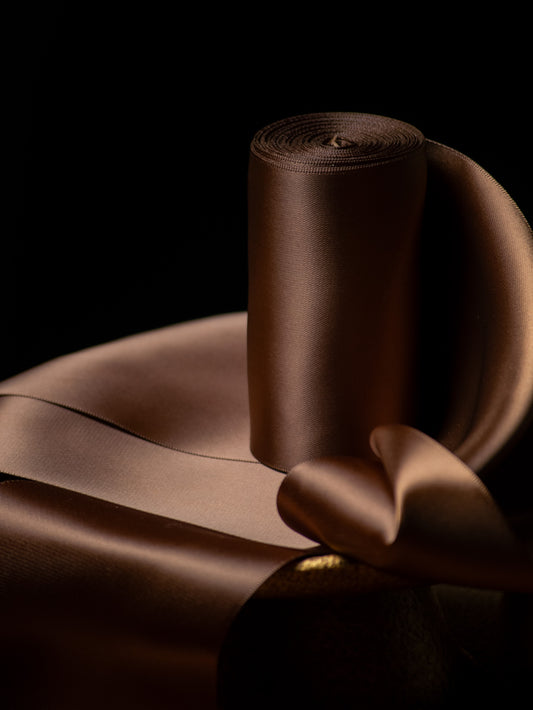 Brown Double Faced Satin Ribbon - 4" | House of Parlington