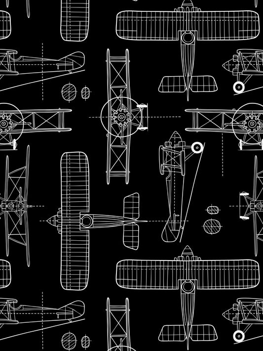 Airplane Blueprint Wallpaper - House of Parlington