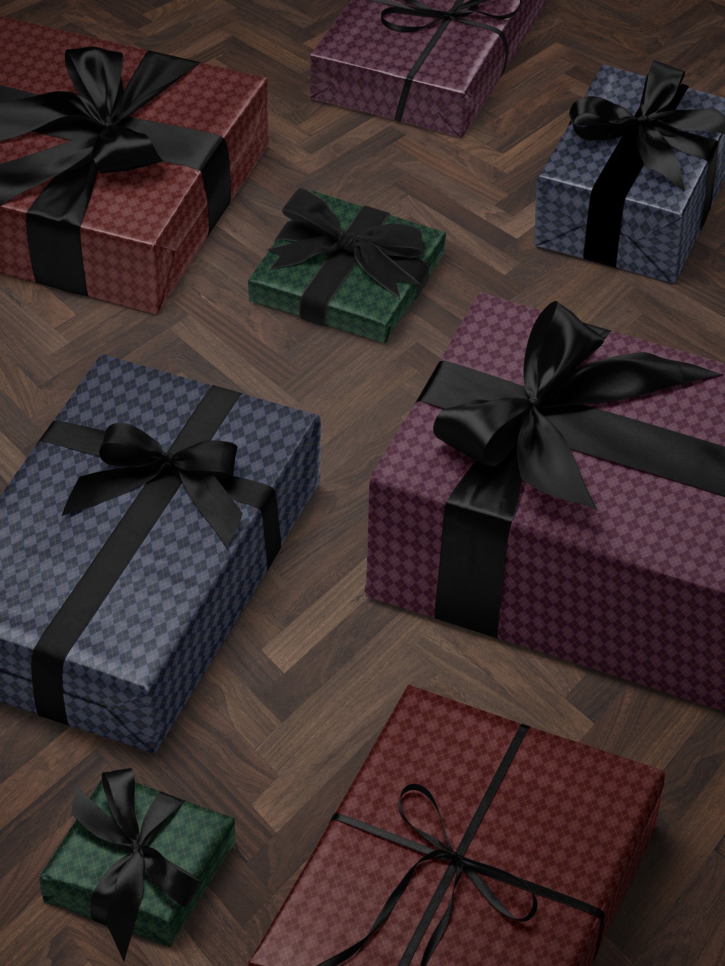 Plum Argyle Wrapping Paper - House of Parlington