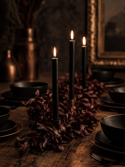 Black Beeswax Taper Candles — 12 Inch, Pair
