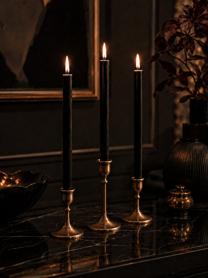 Black Beeswax Taper Candles — 12 Inch, Pair