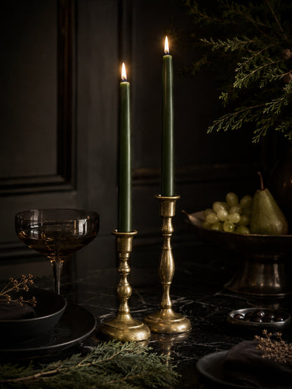 Green Beeswax Taper Candles — 12 Inch, Pair