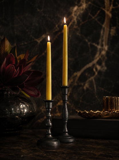 Raw Beeswax Taper Candles — 12 Inch, Pair