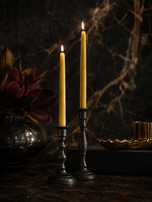 Raw Beeswax Taper Candles — 12 Inch, Pair