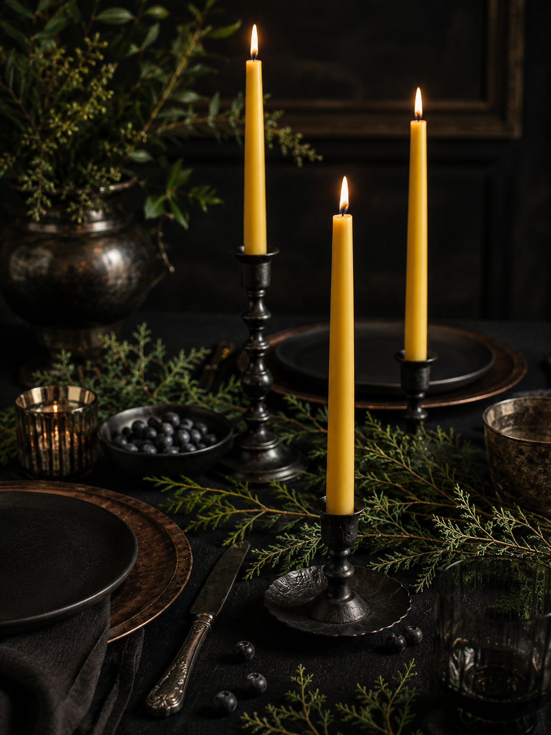 Raw Beeswax Taper Candles — 12 Inch, Pair