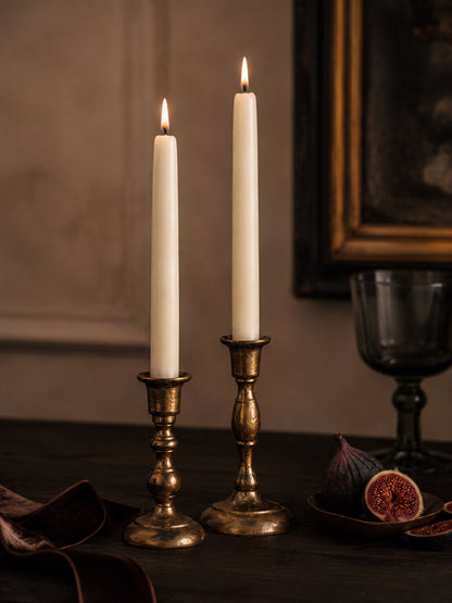 Ivory Beeswax Taper Candles — 12 Inch, Pair